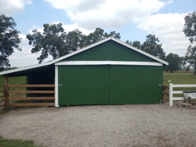 Exterior Barn Pressured wash, primed and painted - After