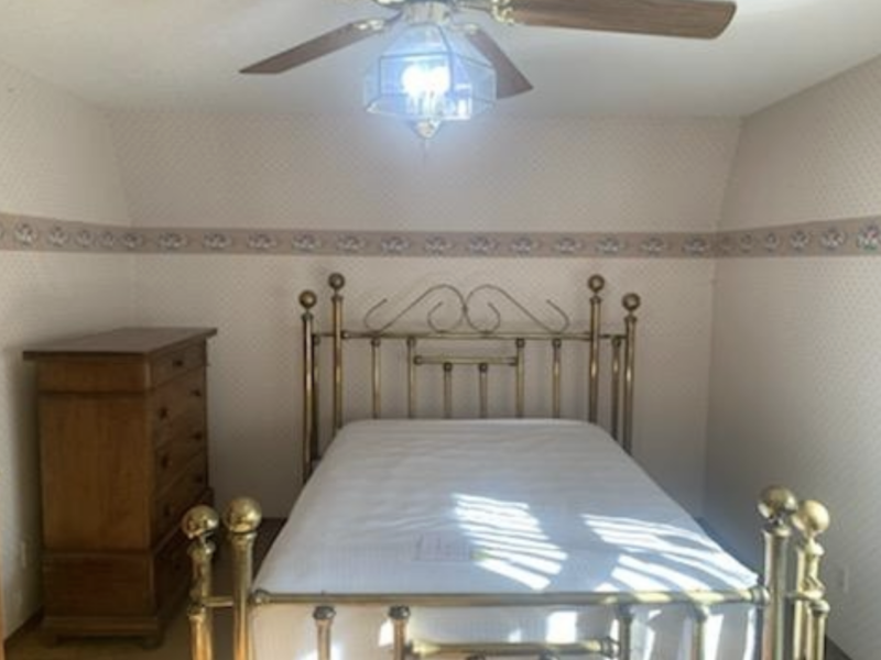 Removed wallpaper and border, primed and painted walls and ceilings - Before